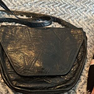 Carlos Falchi Black Textured Crossbody Bag